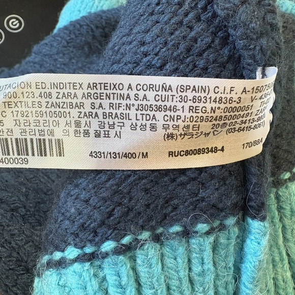 Zara Womens Cardigan Sweat Chunky Knit Short Sleeve Colorblock Blue Sz. M - Picture 10 of 10